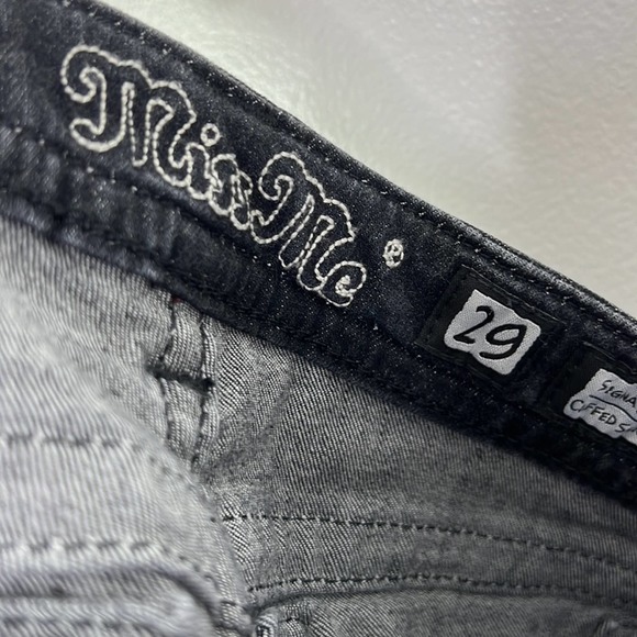 MISS ME Signature Cuffed Skinny Black Embellished & Embroidered Jeans Womens 29 - Picture 12 of 14